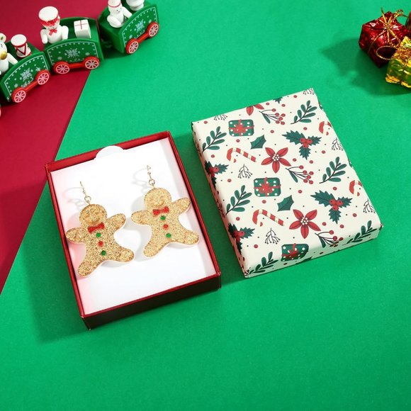 Gingerbread man garland deer colorful light bulbs Earrings Christmas Decoration - Picture 7 of 8